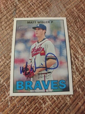 Matt Wisler Autographed 2016 Topps Heritage Signed Baseball Card #98 Braves  - Image 1 of 2