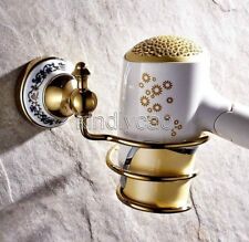 Luxury Gold Color Brass Bathroom Wall Mounted Hair Dryer Holder Rack Kba258
