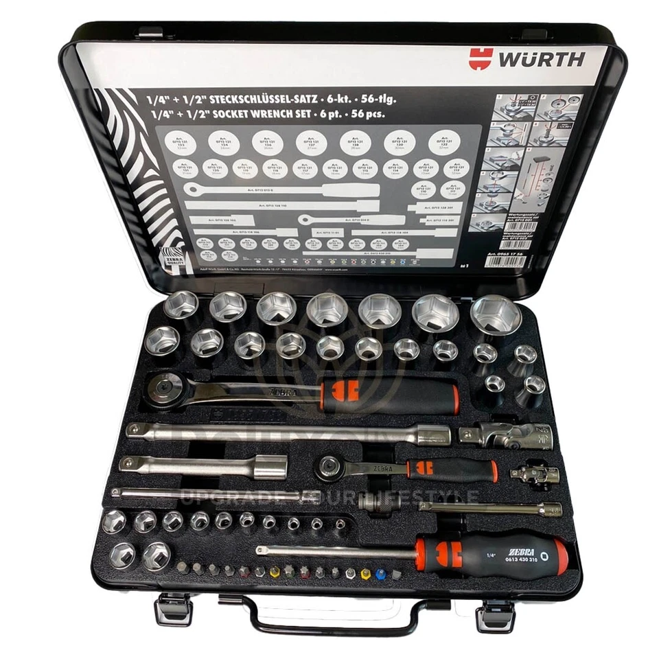 Würth 1/4 Zoll + 1/2 Zoll Steckschlüssel Sortiment Set - 56-teilig (096517 56)