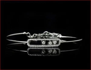 Brazalete de moissanita redondo de oro blanco liso 14K de 1,00 quilates para hombre y mujer - Imagen 1 de 3