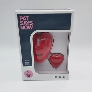 VTG Pat Says Now AOL Branded Mouse Velvet Red Heart & Mem Stick ~ America Online - Picture 1 of 6