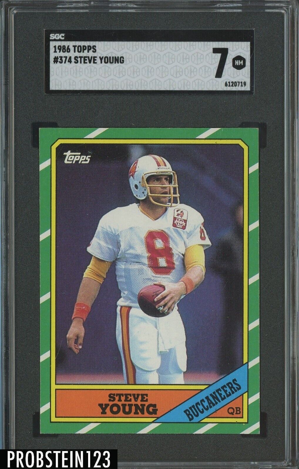 1986 Topps Football #374 Steve Young Tampa Bay Buccaneers RC Rookie HOF SGC 7