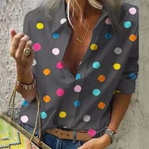 Women Shirt Loose Casual Blouse Long Sleeve Summer Top - Picture 1 of 5