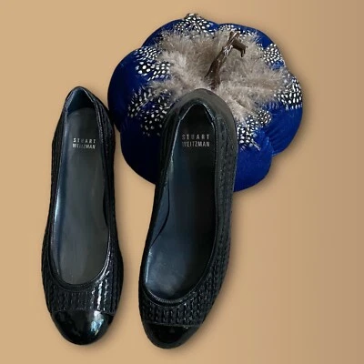 Stuart Weitzman Black Patent Leather Closed Toe Wedge Pumps Women’s 9.5M - Image 1 of 4