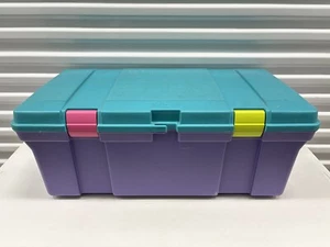 Rubbermaid Keepers Totelocker Colorblock Storage Tote No. 2156 Vintage 1991 (B) - Picture 1 of 9