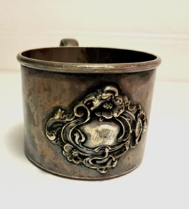 Antique Watrous Nickel Silver Baby Child Cup 0311 Embossed Monogram - Picture 1 of 18