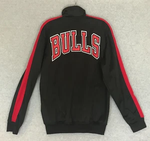 New! NBA Chicago Bulls Windbreaker Jacket Mens Small Full Zip Black Red MSRP $50 - Picture 1 of 9