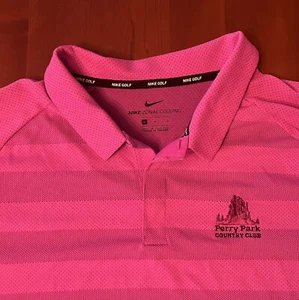 Nike Golf Poloshirt Herren groß rosa gestreift zonal Kühlung Leistung Stretch - Bild 1 von 6