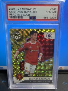 2021-22 Premier League Panini Mosaic GOAT Cristiano Ronaldo #142 Gold PSA 10 - Picture 1 of 1