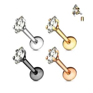 Piercing Labret 1,2mm Marquise Moler Circonia Roscado Interior Trago Oreja Conch - Imagen 1 de 6