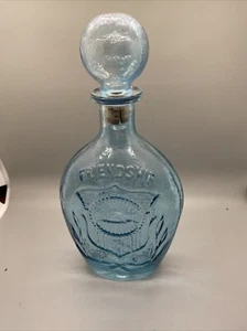 Vintage 60's Aqua Blue Glass Whiskey Decanter Friendship 11" Tall - Picture 1 of 5