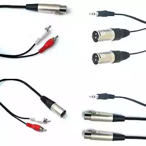 RW XLR macho hembra para equilibrar 2 RCA 3,5 mm 1/8 divisor mono estéreo 1 ft a 25'ft - Imagen 1 de 5