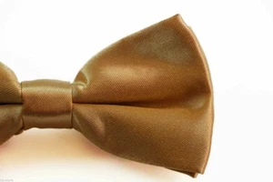 Boys Gold Matching Bow Tie + Suspender Set Latte Kids Unisex Dress Up Cream New - Picture 1 of 3