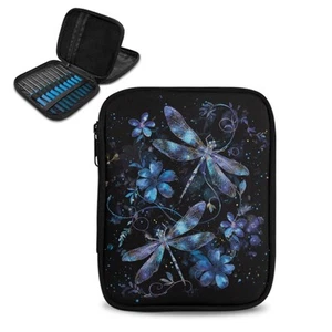 Dragonfly Flower Empty Crochet Hook Case Portable Travel Crochet Storage Bag ... - Picture 1 of 7