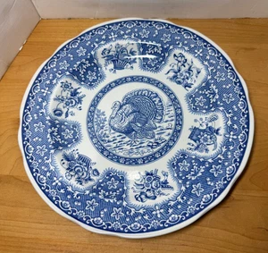 Spode Blue Festival 10.5" Dinner Plate~Turkey and Flower Baskets - England - Picture 1 of 3