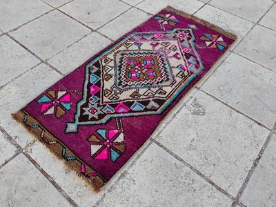 Vintage Hand Knotted Oushak Runner, Turkish Wool Rug, Bohemian Style Runner - Image 1 of 4