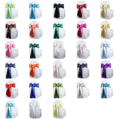20 pcs Satin Chair Cover Bow Sash 108"x8" Wedding Party Banquet Reception - Image 1 of 4