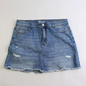 Wonder Nation Medium Wash Raw Hem Denim Skirt Girls' Size Large 10-12 - Picture 1 of 5
