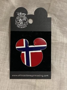2000 Disney Pin Epcot World Showcase Mickey Icon Head & Ears Norway Flag HTF - Picture 1 of 3