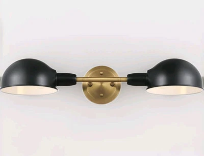 Tocador de pared Westinghouse Langhorne Transitional 2 luces negro/latón nuevo Foto 1 de 4