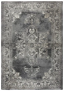2x7 Rizzy Rugs Gray Bordered Petals Corners Runner PN6972 - Aprx 2' 3" x 7' 7" - Picture 1 of 2