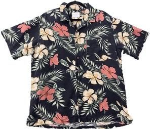 Traders Bay Mens Shirt Size Large Washable Silk Hawaiian/Floral Black Multicolor - Picture 1 of 11