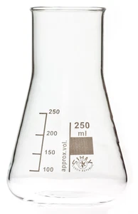 9x DURAN Pistone Erlenmeyer Pistone Erlenmeyer 250 ml collo largo graduato - Foto 1 di 1