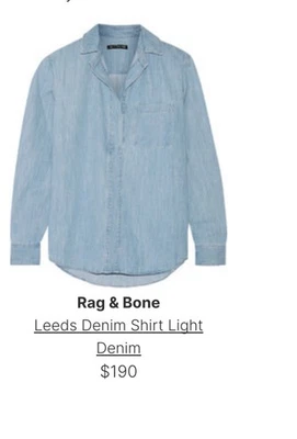 rag & bone  Women's Denim Shirt Leeds Tottenham Denim Shirt Small - Image 1 of 3