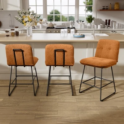 Velvet Bar Stools Set of 2 26" Counter Height Chairs with Back for Kitchen Bar - Image 1 of 4
