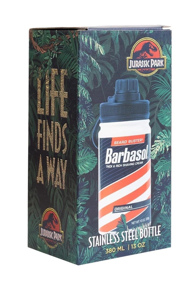 Jurassic Park Barbasol Hot And Cold Stainless Steel Metallic Bottle 380ml/13oz