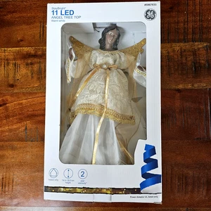 GE Angel Christmas Tree Topper Off-White/Gold Tree Topper StayBrite 11 LED 14" - Picture 1 of 7