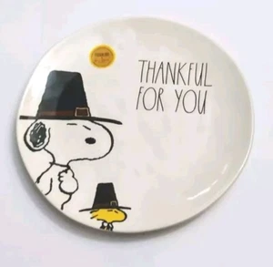 Rae Dunn Thanksgiving Snoopy Woodstock Pilgrim THANKFUL 11" Platter Plate Cookie - Picture 1 of 7