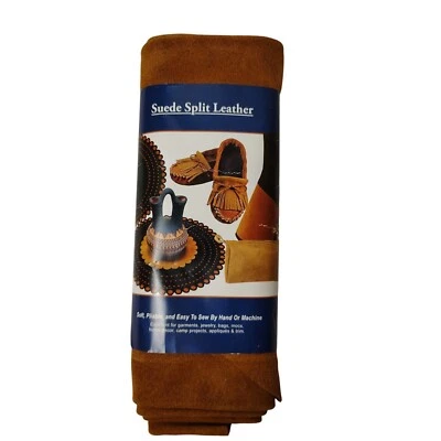 Rollo de cuero partido de gamuza marrón medio 4,5 pies cuadrados cuero real artesanías Foto 1 de 4