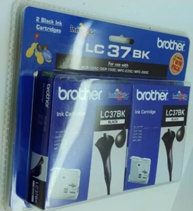 Cartucho de tinta GENUINO Brother LC37BK paquete doble / negro - Imagen 1 de 3