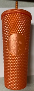 Starbucks Venti Orange Shimmer Studded Tumbler 24oz - Free Shipping - Never Used - Picture 1 of 4