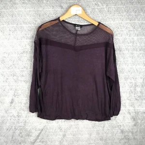 La Redoute Haut Femme 38/40 Violet Manches Longues Tulle Épaules Col Rond Chic - Imagen 1 de 5