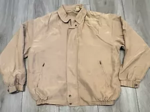 Vintage Bobby Chan Jacke Herren Medium 100 % Seide durchgehender Reißverschluss Taschen leicht hellbraun - Bild 1 von 12