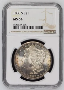 1880 S $1 United States Silver Morgan Dollar MS 64 NGC Graded - Picture 1 of 2