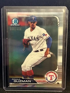 Ronald Guzman 2019 Bowman Chrome Refractor #100/499 - Rangers - Picture 1 of 2