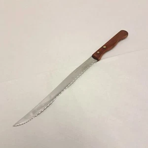 Vintage Ekco Eterna Slicing Carving Knife Serrated Wood Handle 8" Kitchen - Picture 1 of 5