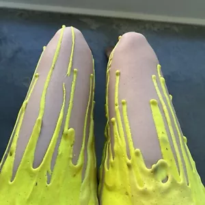 Rare! URB Clothing Original Latex Drippy Yellow Tights Stocking Paint Drip Rave - Picture 1 of 10