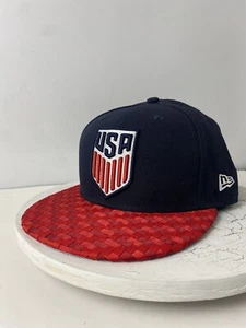 New Era 59FiFty Soccer Team USA Red Blue Fitted Hat Sz 7 3/4 New - Picture 1 of 6
