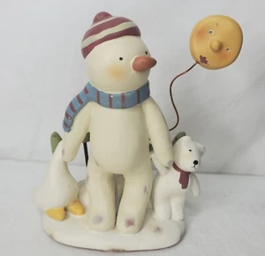 Schneemann Figur Volkskunst Stil Sonne Bär Frieden auf der Wiese Bonnie Lynn signiert - Bild 1 von 12
