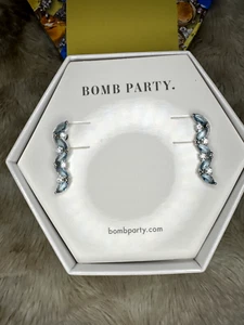Bomb Party BP November Earrings “Effortless Love” RBP4387 Blue Topaz Rhodium - Picture 1 of 3