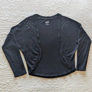 Justice Girls Shrug Long Sleeve Black Size 8 Rhinestones - Picture 1 of 6