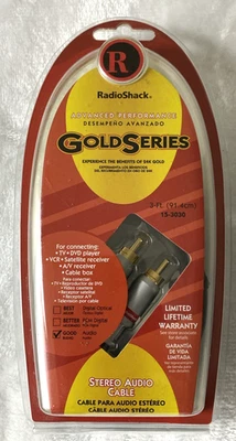 Radio Shack Gold Series Stereo Audio Cable 3ft RCA New 24K Gold Plated - Image 1 of 4