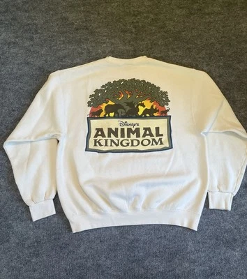 Moletom vintage anos 90 Disney Animal Kingdom gola redonda adulto grande creme EUA - Imagem 1 de 4