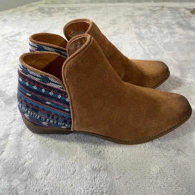 Sbicca Ankle Boots Womens 8.5 Brown Leather Aztec Suede Festival Casual Hipster - Image 1 of 4