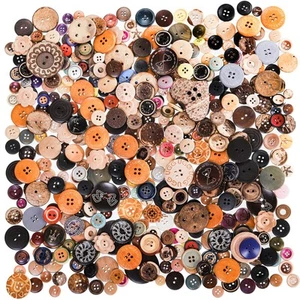 1200 Pieces Wooden Craft Buttons, Round Sewing Button, Assorted Sizes and Sha... - Picture 1 of 8