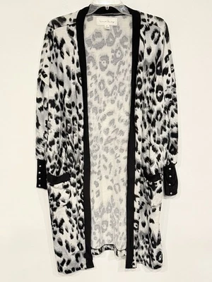 Cárdigan para mujer French Laundry XL estampado animal tejido ligero largo frente abierto Foto 1 de 4